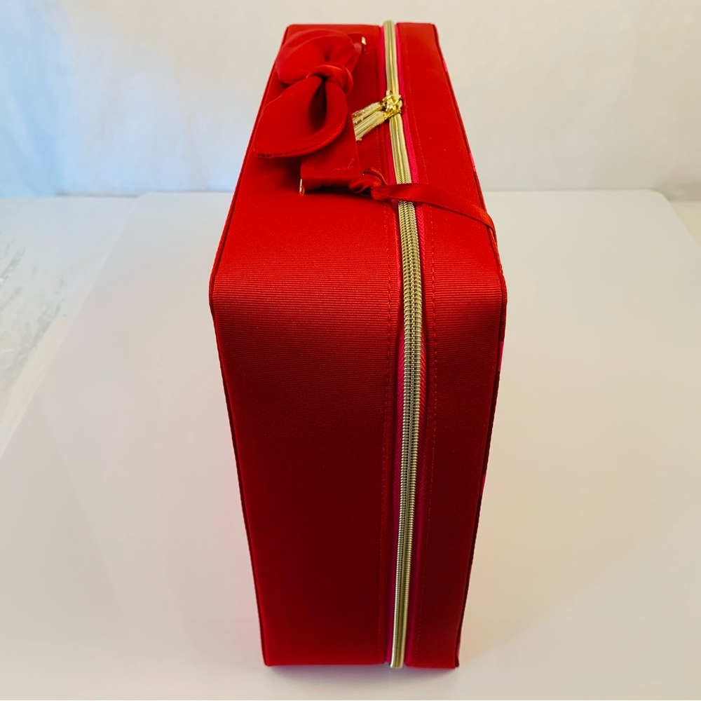 Estée Lauder Red Pink Peppermint Makeup Train Zip Case Travel Bag - Picture 9 of 12